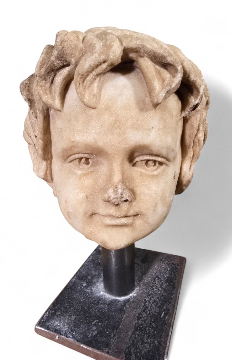 19th Century Decorative Marble Bust Of A Child-photo-2