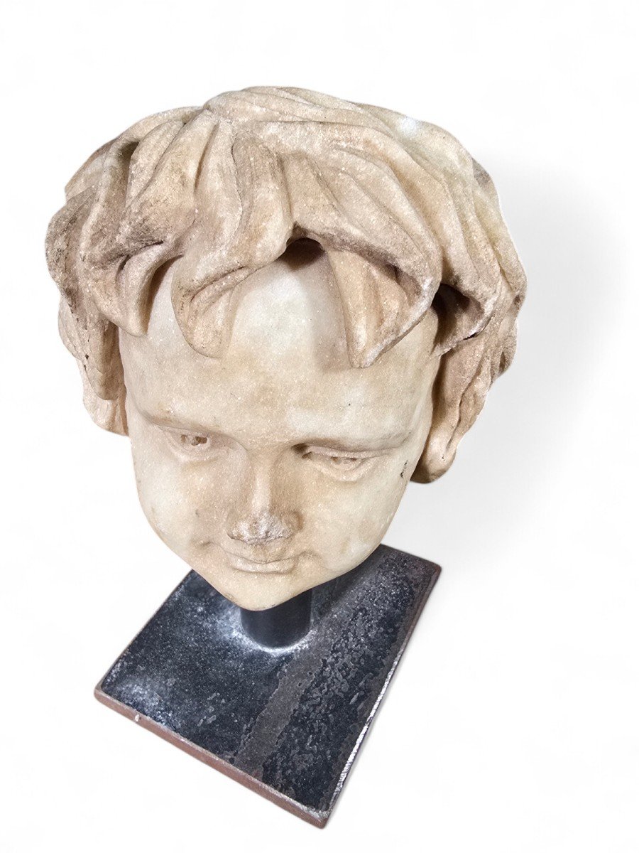 19th Century Decorative Marble Bust Of A Child-photo-3