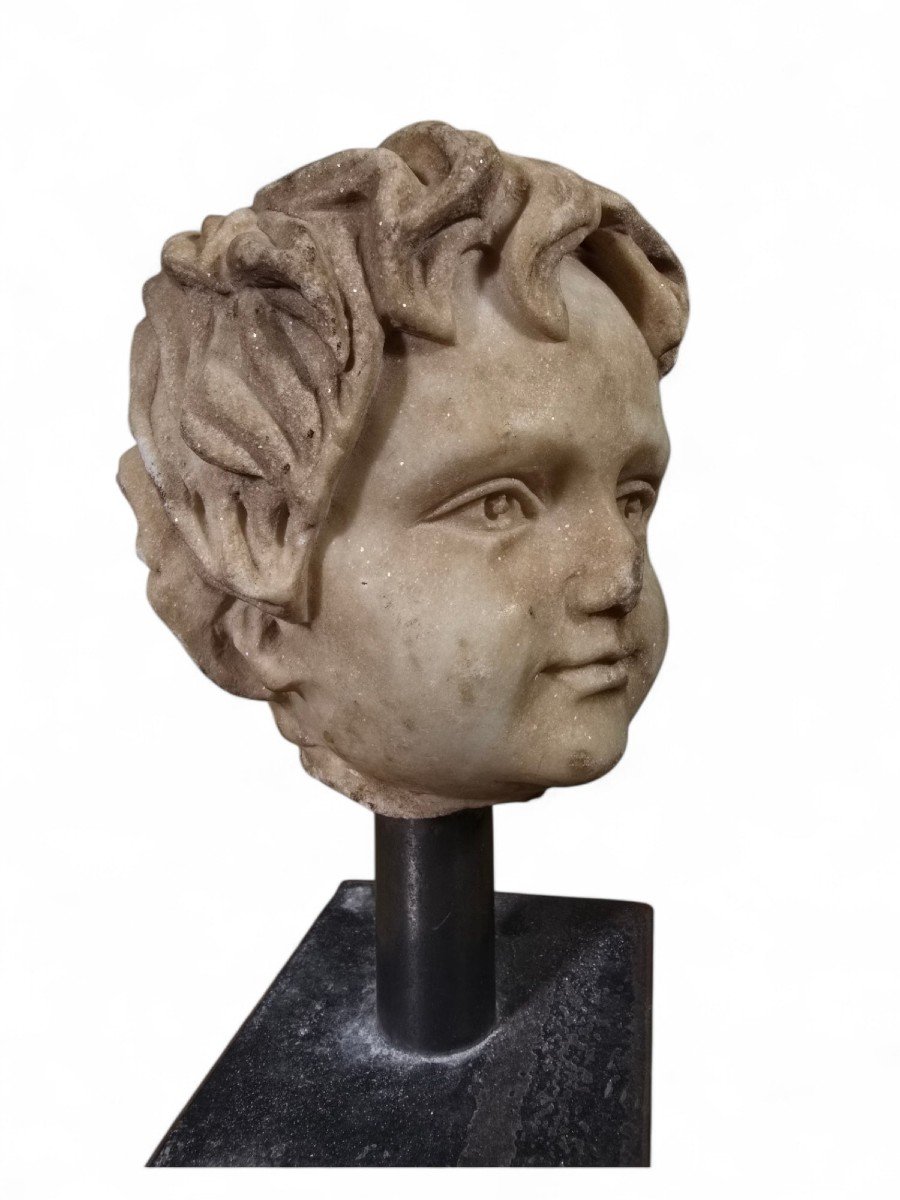 19th Century Decorative Marble Bust Of A Child-photo-2