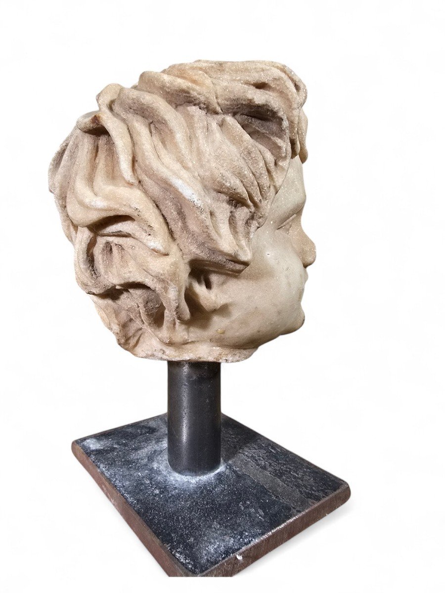 19th Century Decorative Marble Bust Of A Child-photo-3