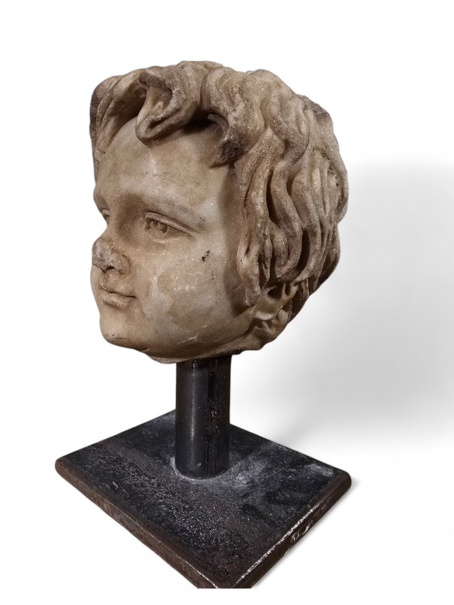 19th Century Decorative Marble Bust Of A Child-photo-6