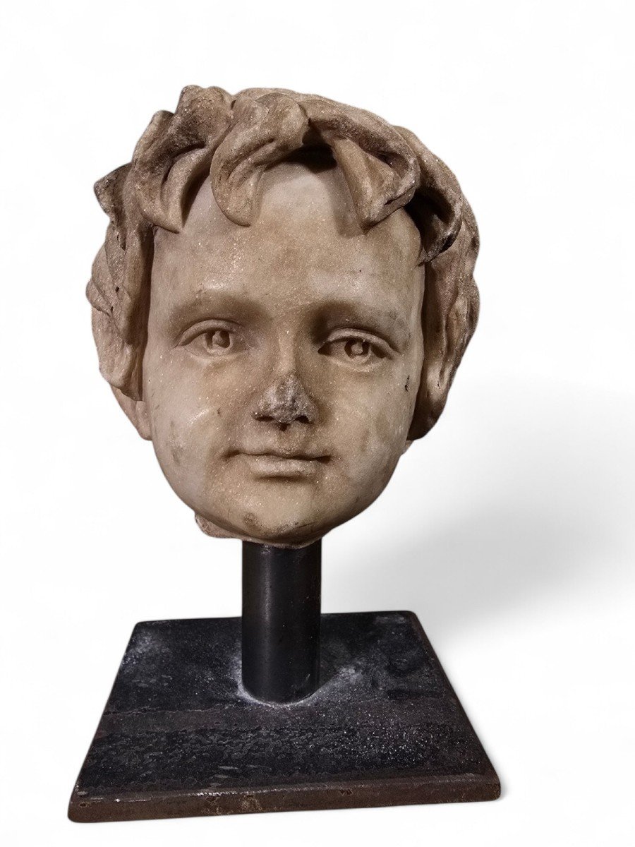 19th Century Decorative Marble Bust Of A Child-photo-8