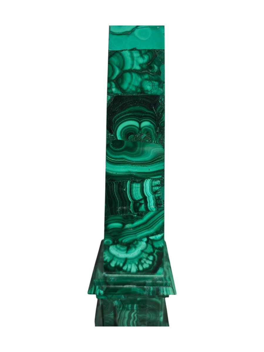 Pair Of Malachite Obelisks, Mid 20th Century-photo-3