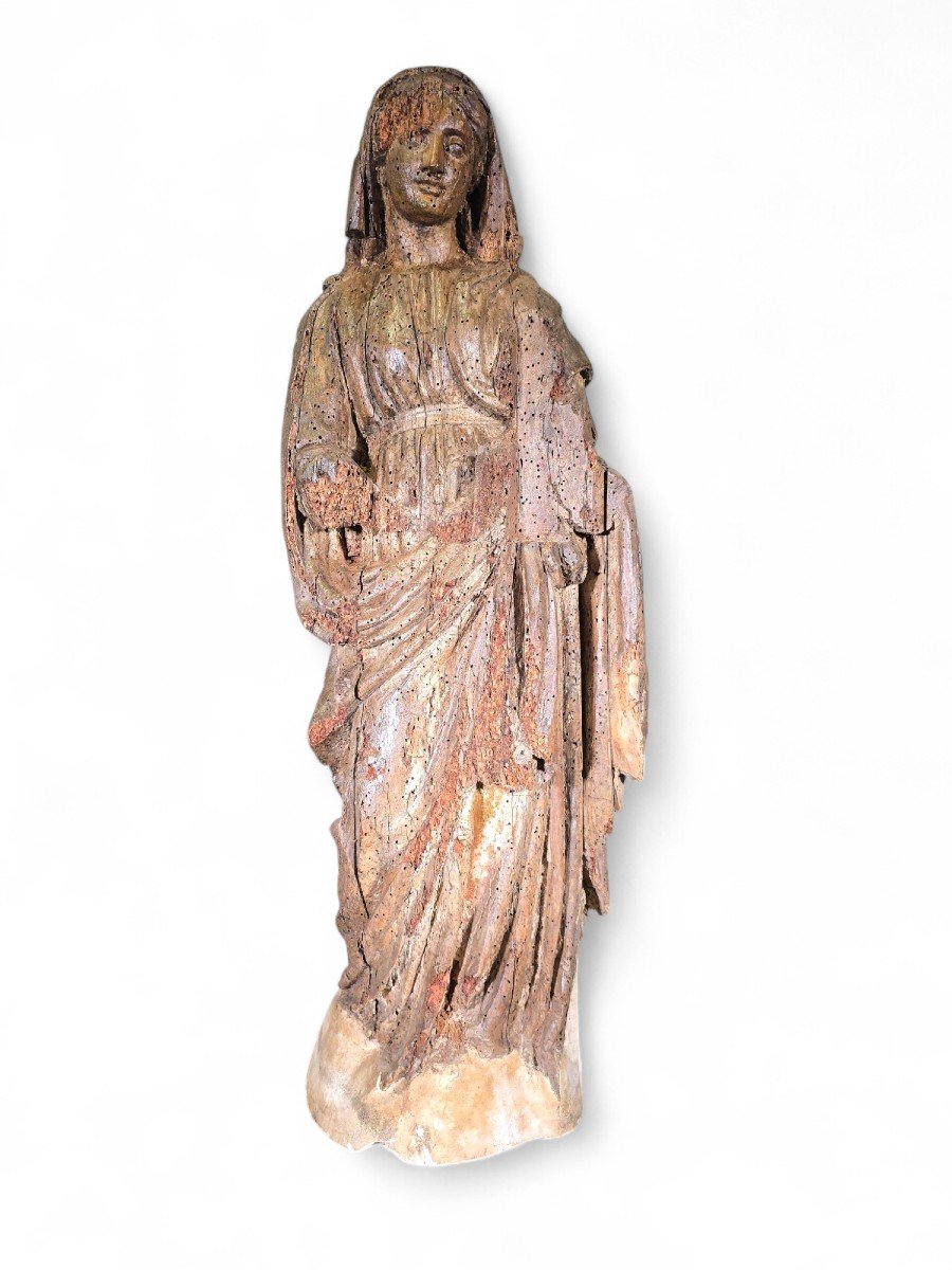 Grande Sculpture De La Vierge Marie Du XVIe Siècle