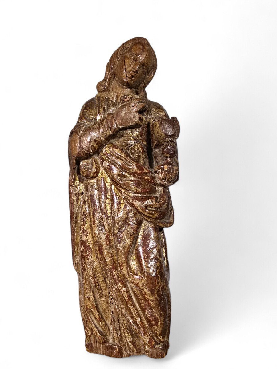 Sculpture Of The Virgin Mary From The 16th Century Dimensions: 33x10x6 Cm-photo-3