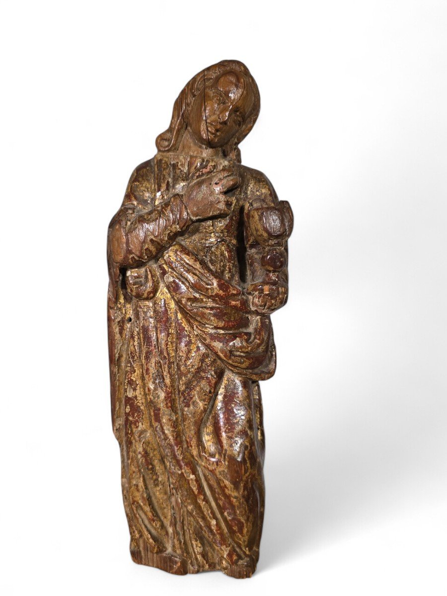 Sculpture Of The Virgin Mary From The 16th Century Dimensions: 33x10x6 Cm-photo-4