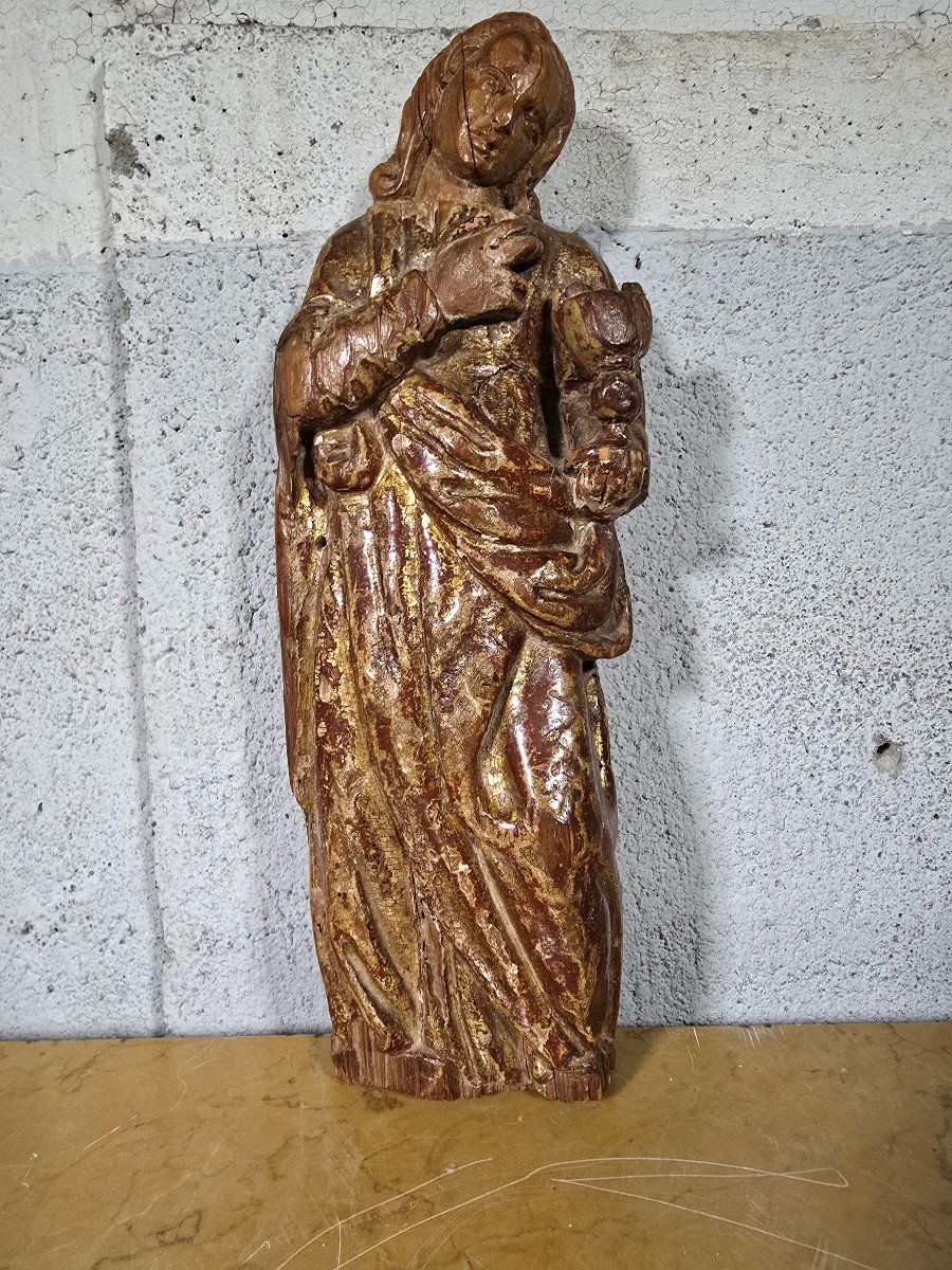 Sculpture Of The Virgin Mary From The 16th Century Dimensions: 33x10x6 Cm-photo-1