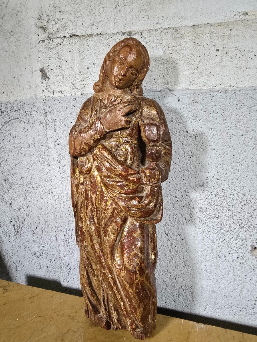 Sculpture Of The Virgin Mary From The 16th Century Dimensions: 33x10x6 Cm-photo-3