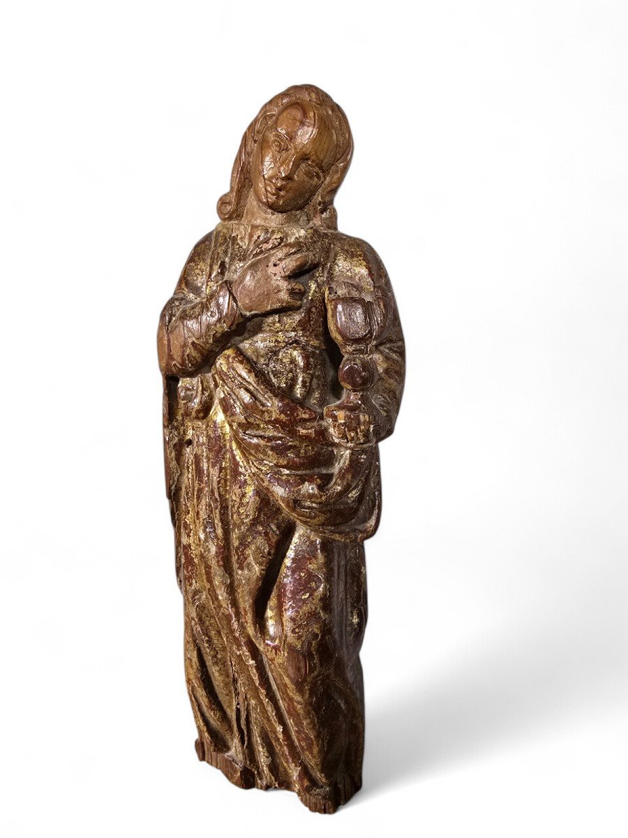 Sculpture Of The Virgin Mary From The 16th Century Dimensions: 33x10x6 Cm-photo-5