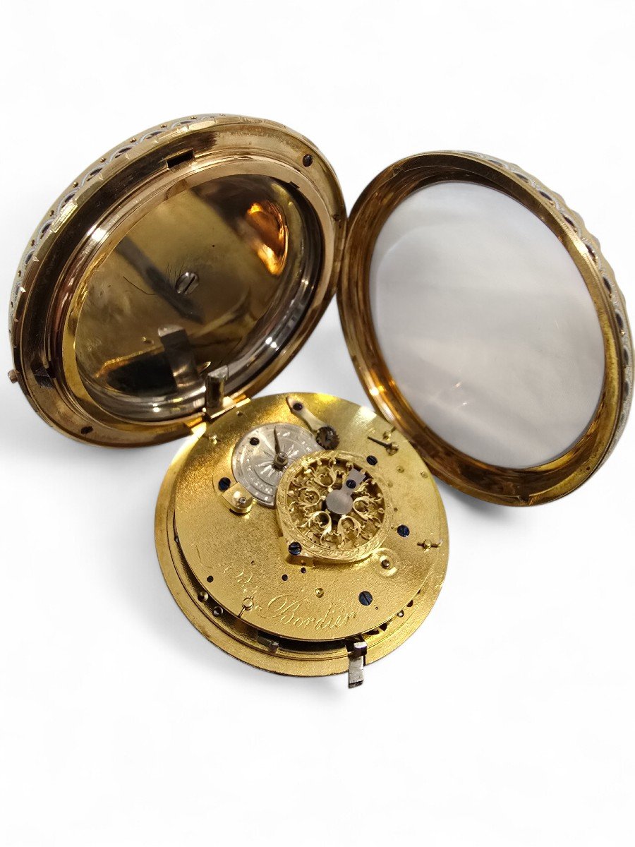 Leonard Bordier 18ct Gold Pocket Watch With Pearls And Enamel – Made For The Market-photo-3