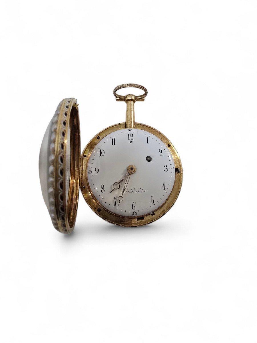 Leonard Bordier 18ct Gold Pocket Watch With Pearls And Enamel – Made For The Market-photo-4