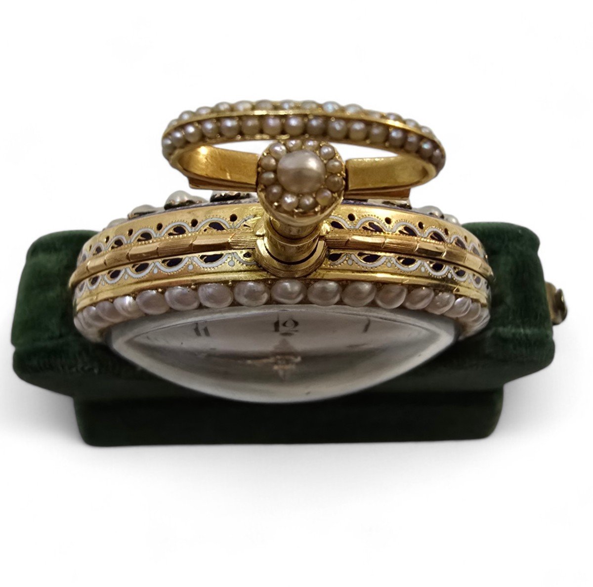 Leonard Bordier 18ct Gold Pocket Watch With Pearls And Enamel – Made For The Market-photo-4