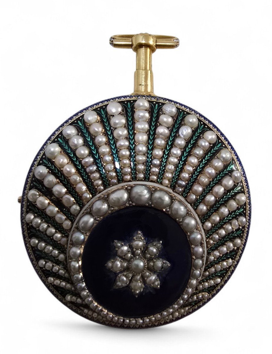 Leonard Bordier 18ct Gold Pocket Watch With Pearls And Enamel – Made For The Market