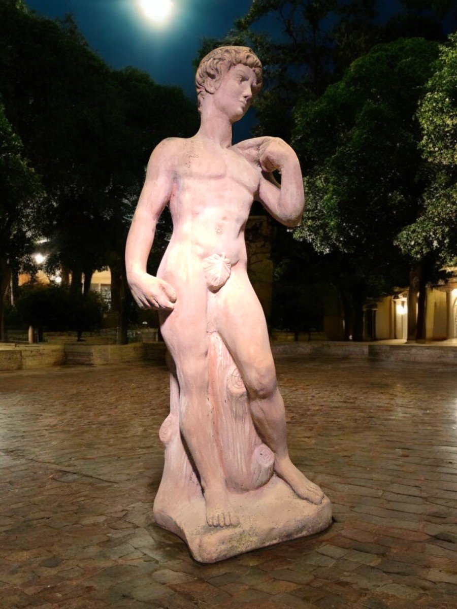 Michelangelo's David Terracotta Sculpture - 125cm High, 1950s-photo-4