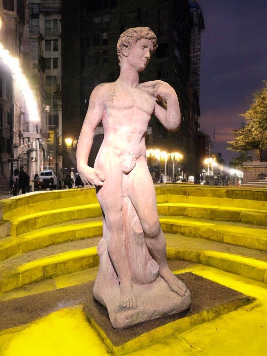 Michelangelo's David Terracotta Sculpture - 125cm High, 1950s-photo-6