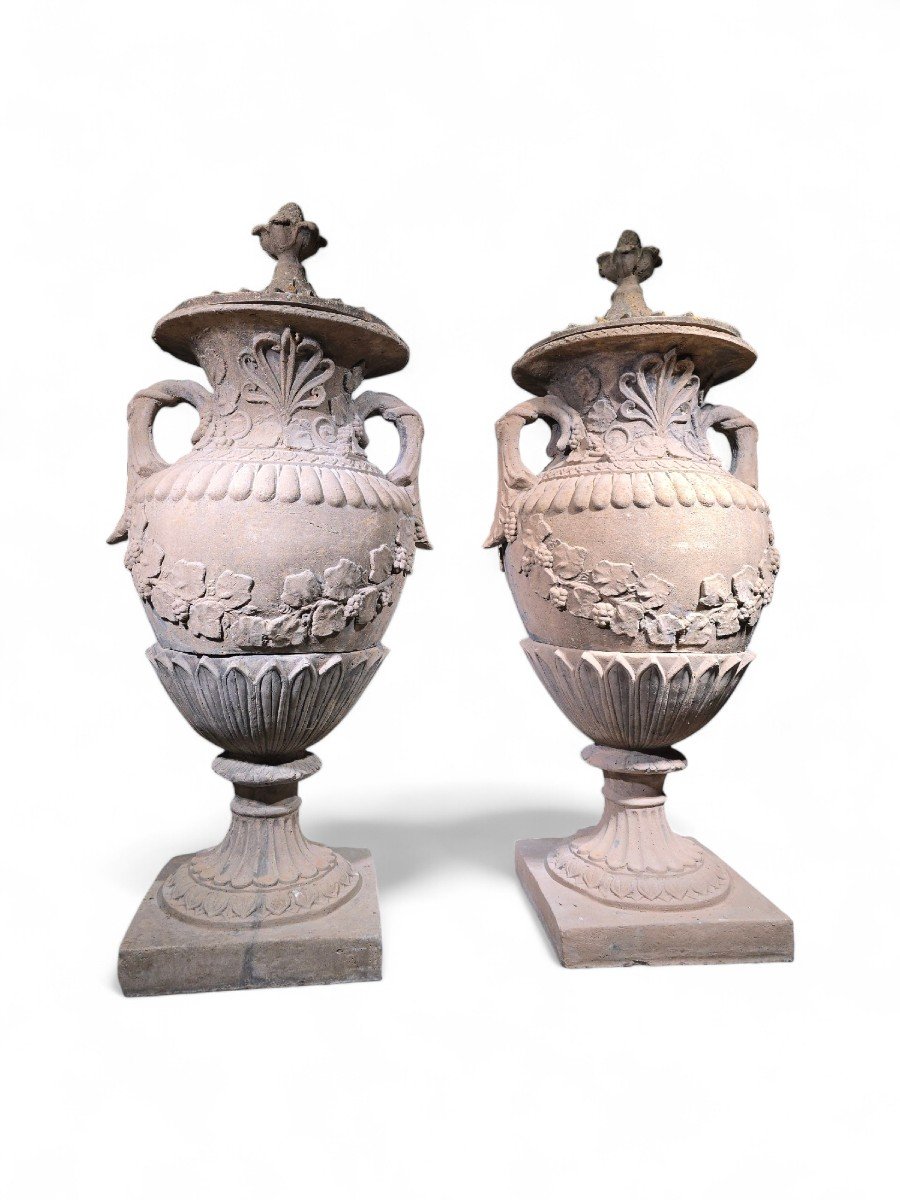 Paire De Grands Vases En Terre Cuite – 150 Cm De Haut, Années 1940-photo-6