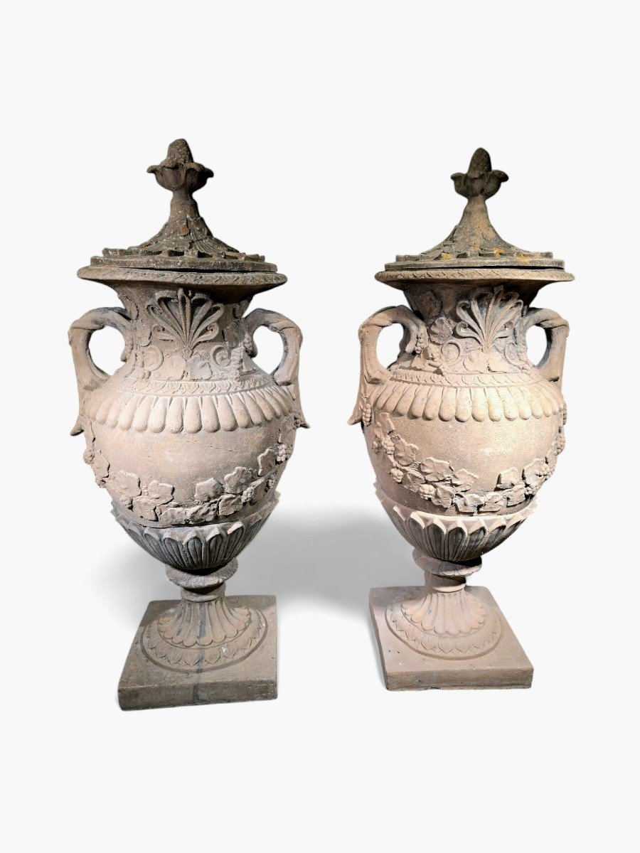 Proantic Paire De Grands Vases En Terre Cuite Cm De Haut Ann E