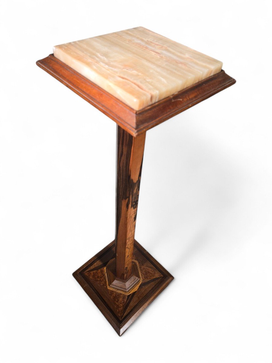 Elegant 19th Century Base In Exotic Wood And Onyx-photo-1