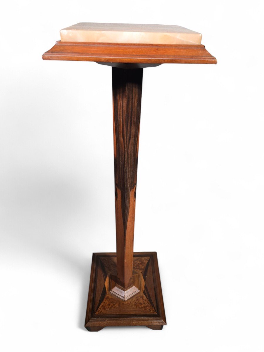 Elegant 19th Century Base In Exotic Wood And Onyx-photo-4