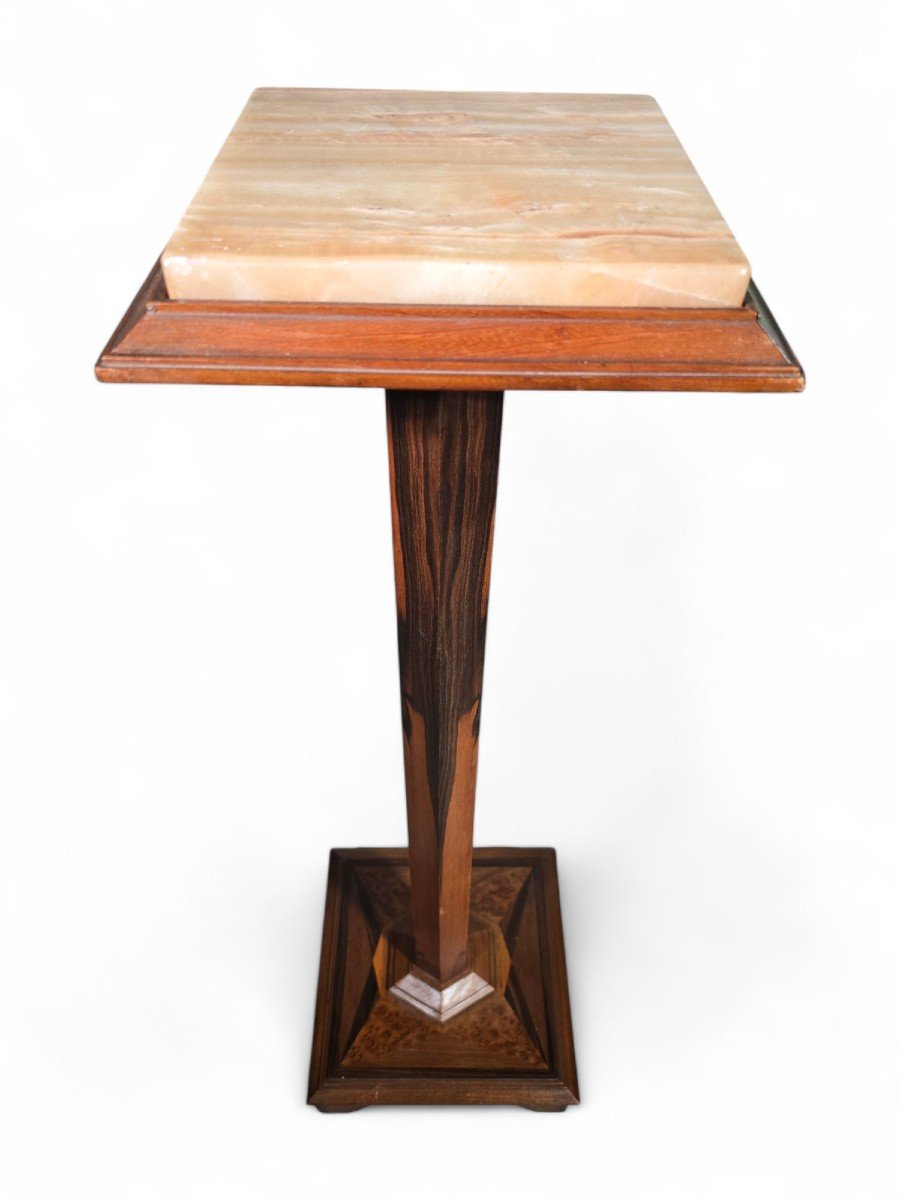 Elegant 19th Century Base In Exotic Wood And Onyx-photo-5