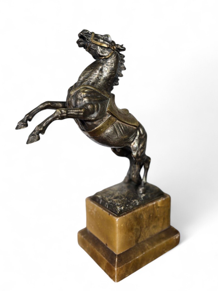 Large 19th Century Bronze Horse On Onyx Base-photo-3