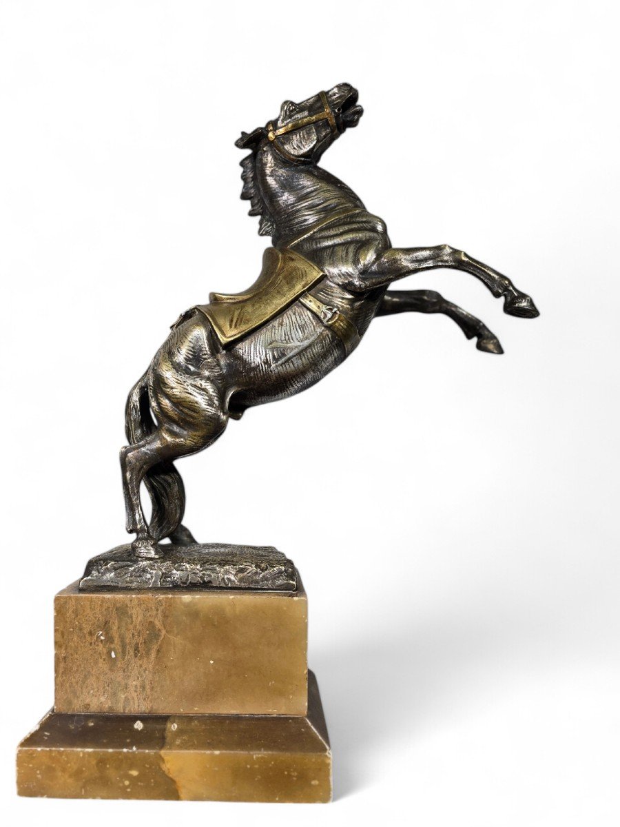 Large 19th Century Bronze Horse On Onyx Base-photo-7