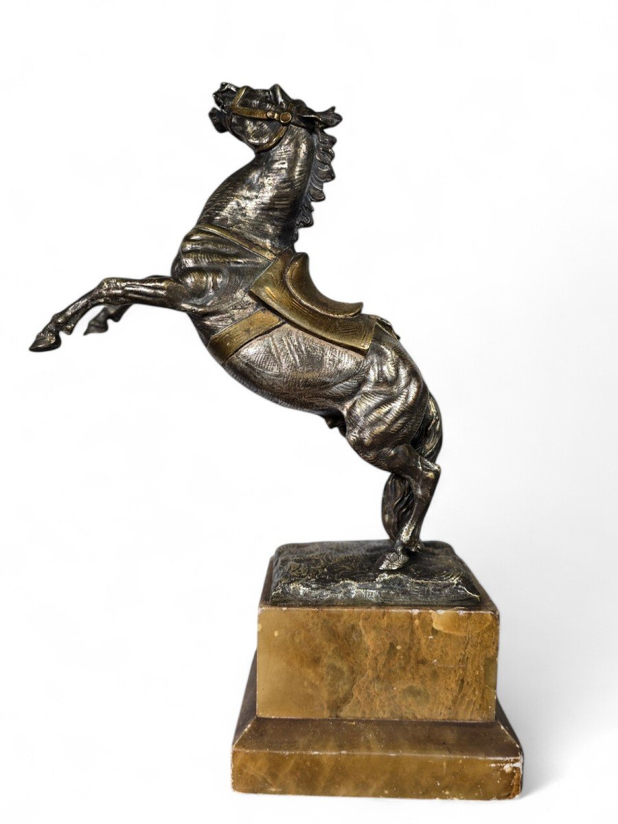 Large 19th Century Bronze Horse On Onyx Base