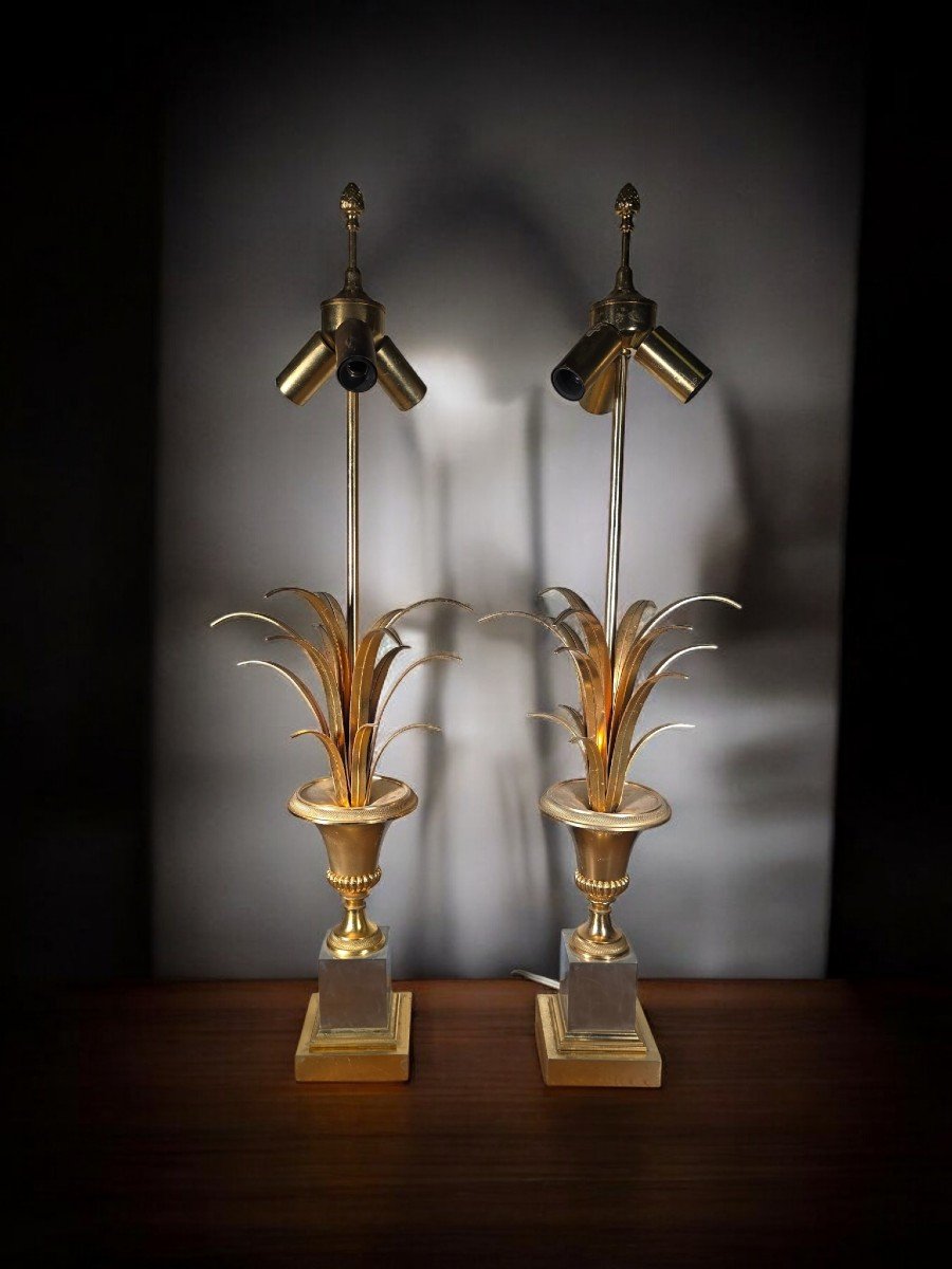 Pair Of French Pineapple Lamps Maison Jansen-photo-4