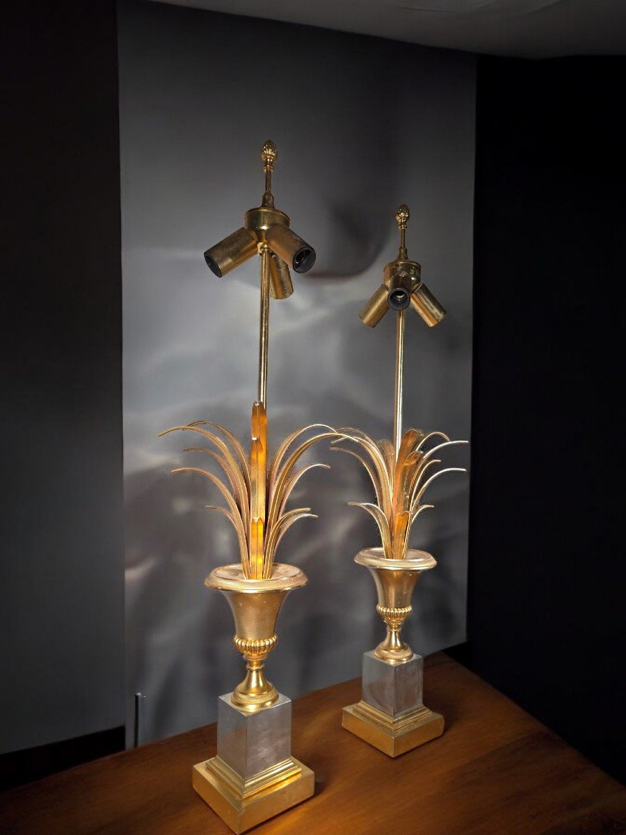 Pair Of French Pineapple Lamps Maison Jansen-photo-1