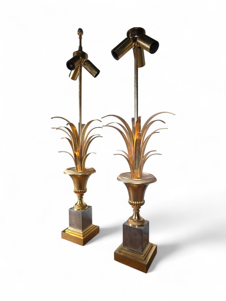 Pair Of French Pineapple Lamps Maison Jansen-photo-6