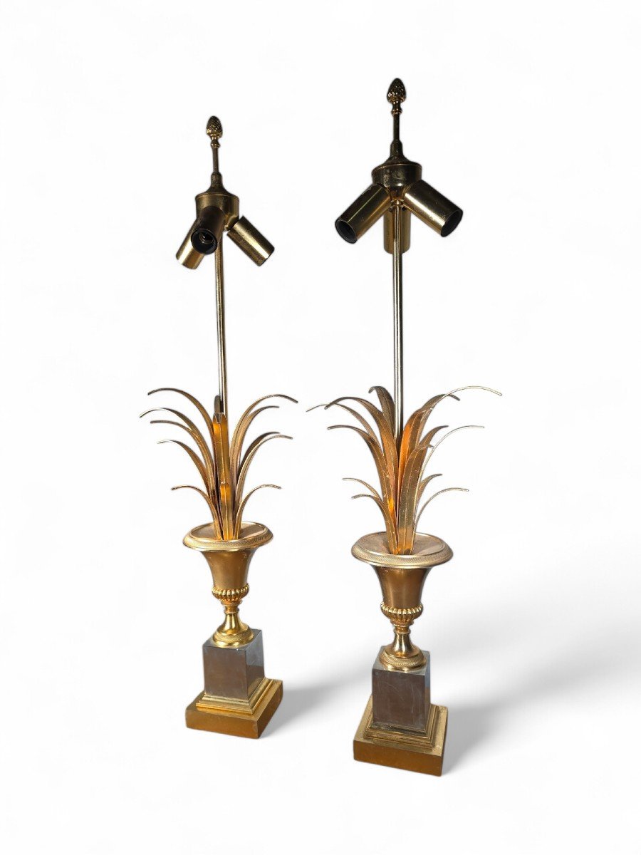 Pair Of French Pineapple Lamps Maison Jansen-photo-8