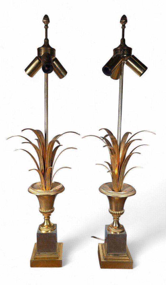 Paire De Lampes Ananas Français Maison Jansen