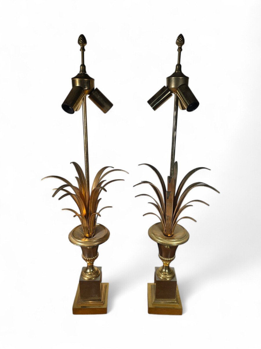 Pair Of French Pineapple Lamps Maison Jansen-photo-3