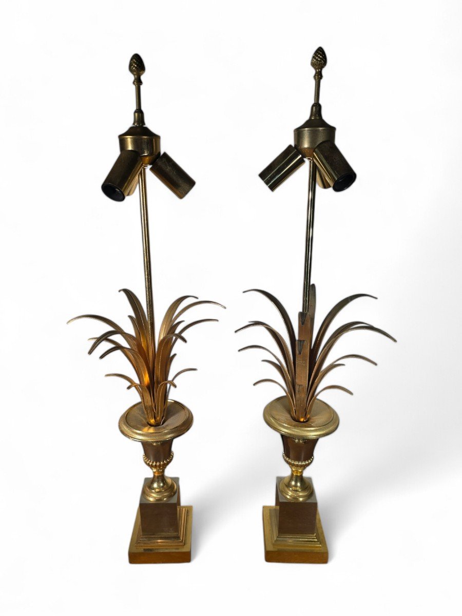 Pair Of French Pineapple Lamps Maison Jansen-photo-4