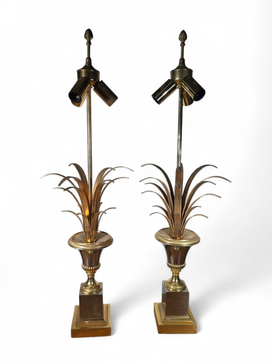 Pair Of French Pineapple Lamps Maison Jansen-photo-3