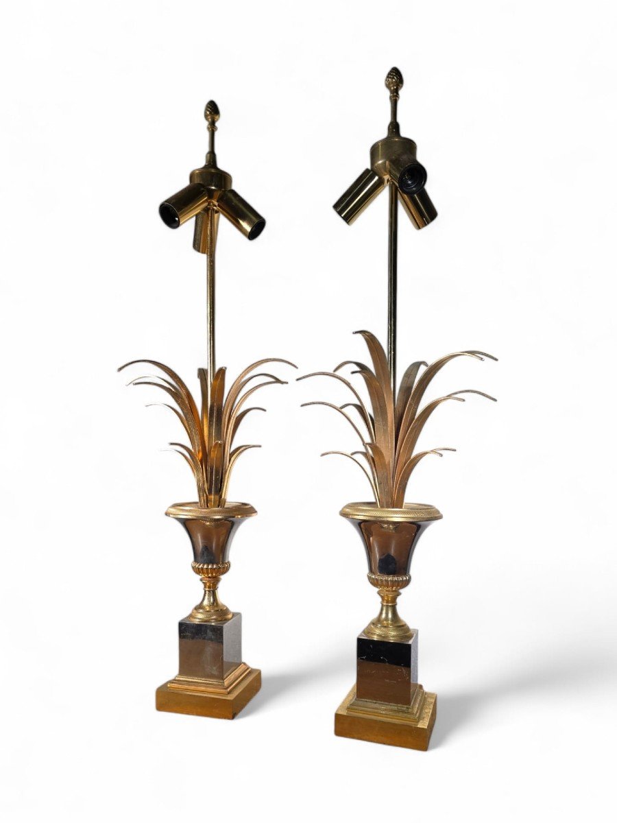 Pair Of French Pineapple Lamps Maison Jansen-photo-4