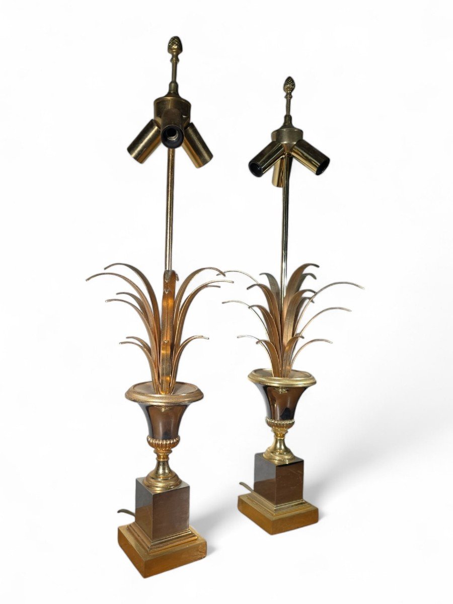 Pair Of French Pineapple Lamps Maison Jansen-photo-6