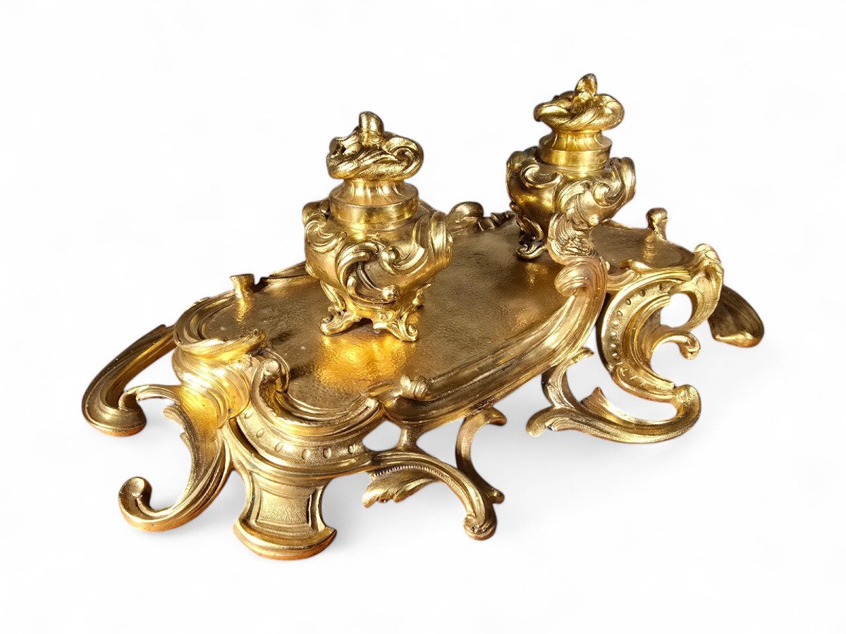 French Baroque Style Inkwell, 19th Century-photo-1