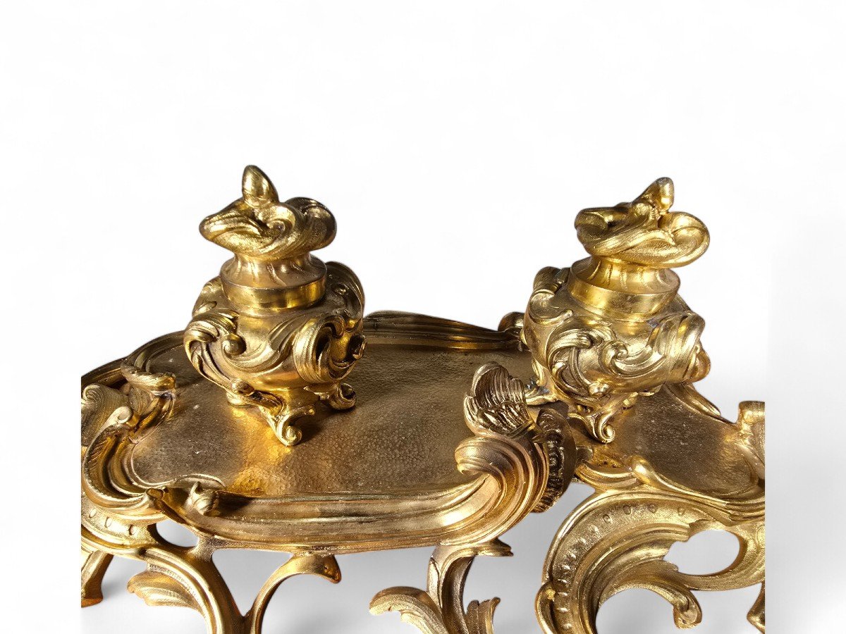 French Baroque Style Inkwell, 19th Century-photo-3