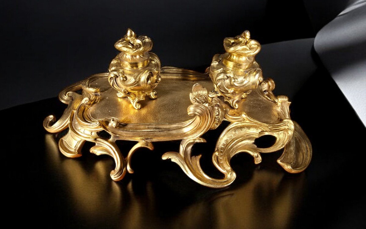 French Baroque Style Inkwell, 19th Century