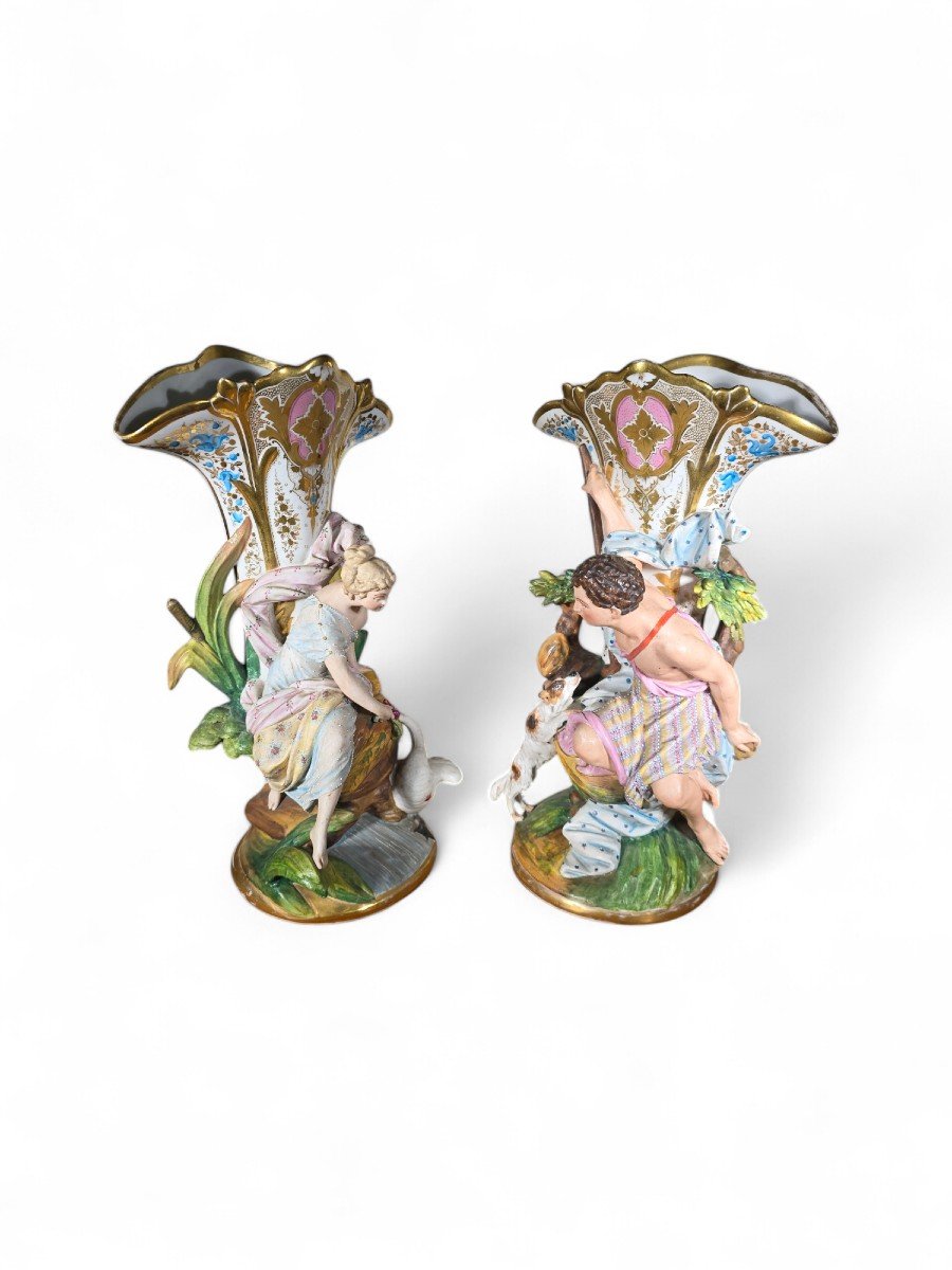 An Elegant Pair Of French Porcelain Vases, Circa 1860, -photo-4