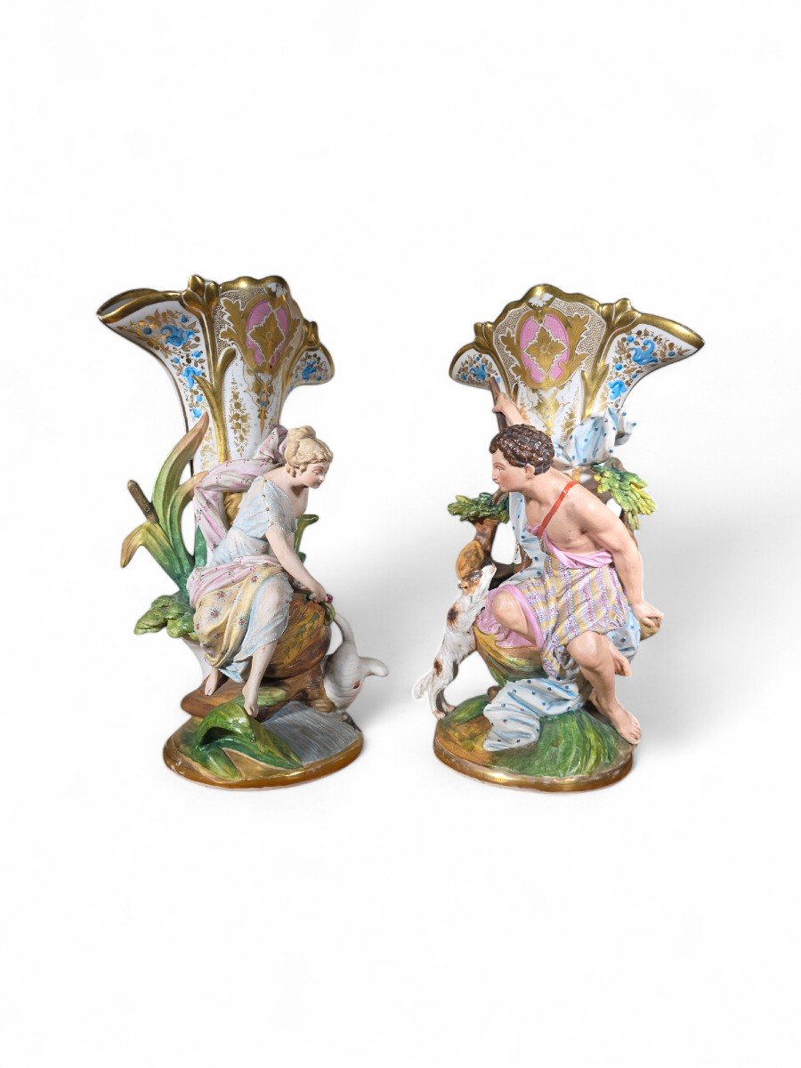 An Elegant Pair Of French Porcelain Vases, Circa 1860, -photo-1