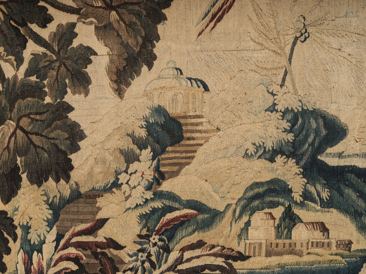 Grande Tapisserie d'Aubusson Du XVIIIe Siècle – Oiseaux Exotiques-photo-4