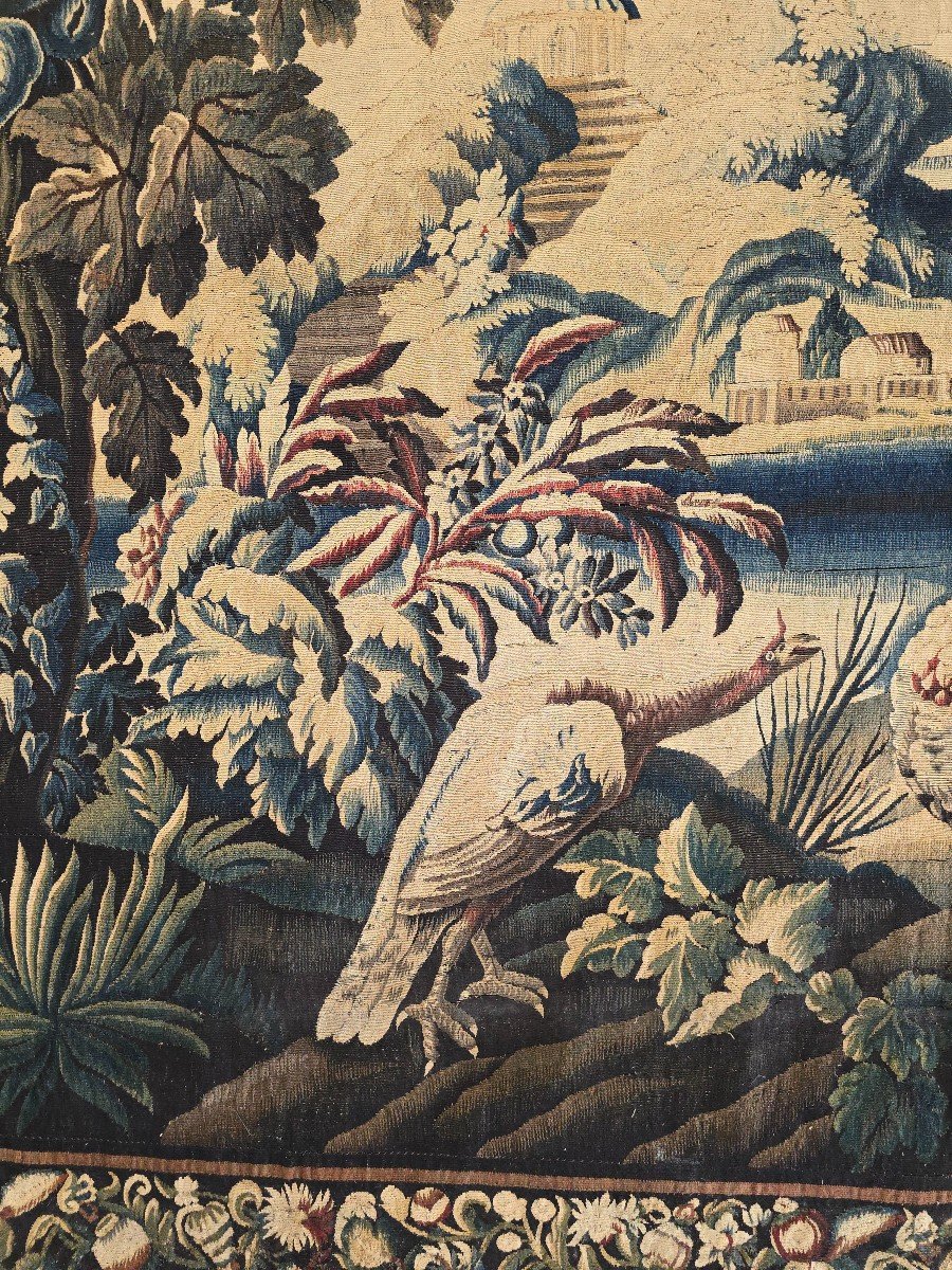 Grande Tapisserie d'Aubusson Du XVIIIe Siècle – Oiseaux Exotiques-photo-3