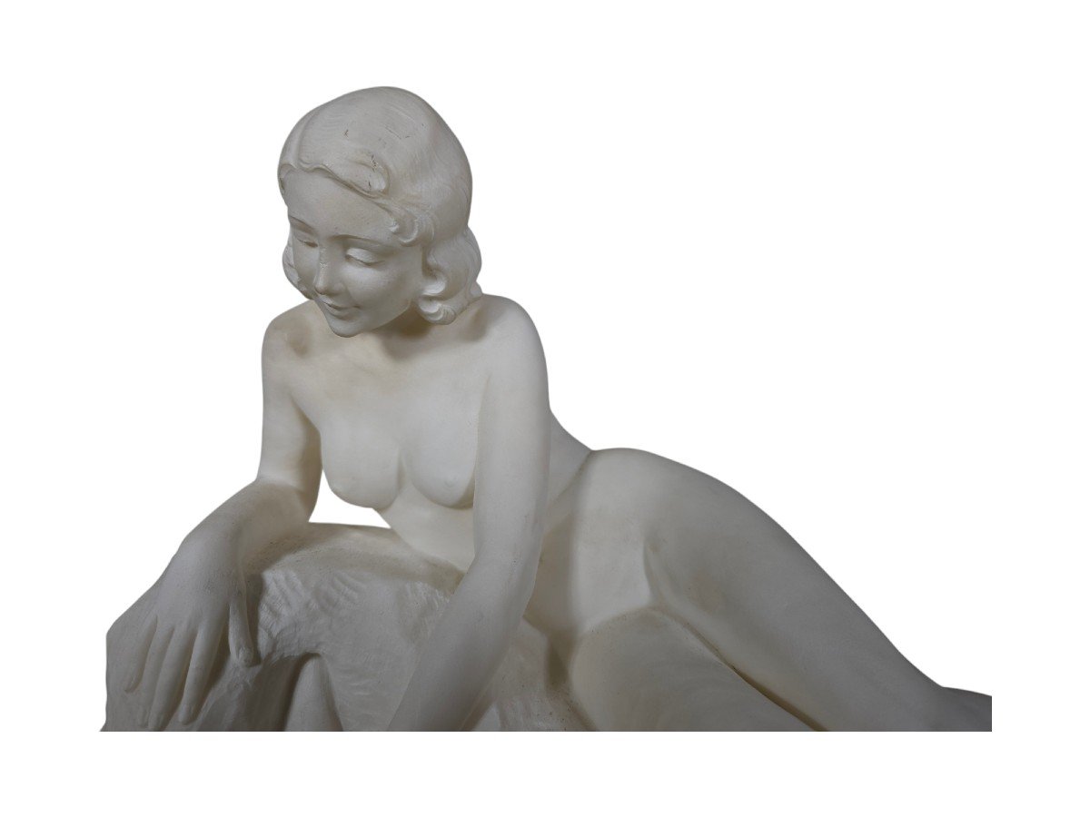 Elegant Art Deco Marble Sculpture Signed L. Morelli, Florence-photo-4