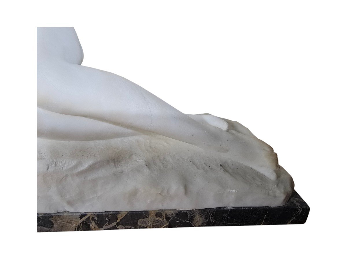 Elegant Art Deco Marble Sculpture Signed L. Morelli, Florence-photo-5