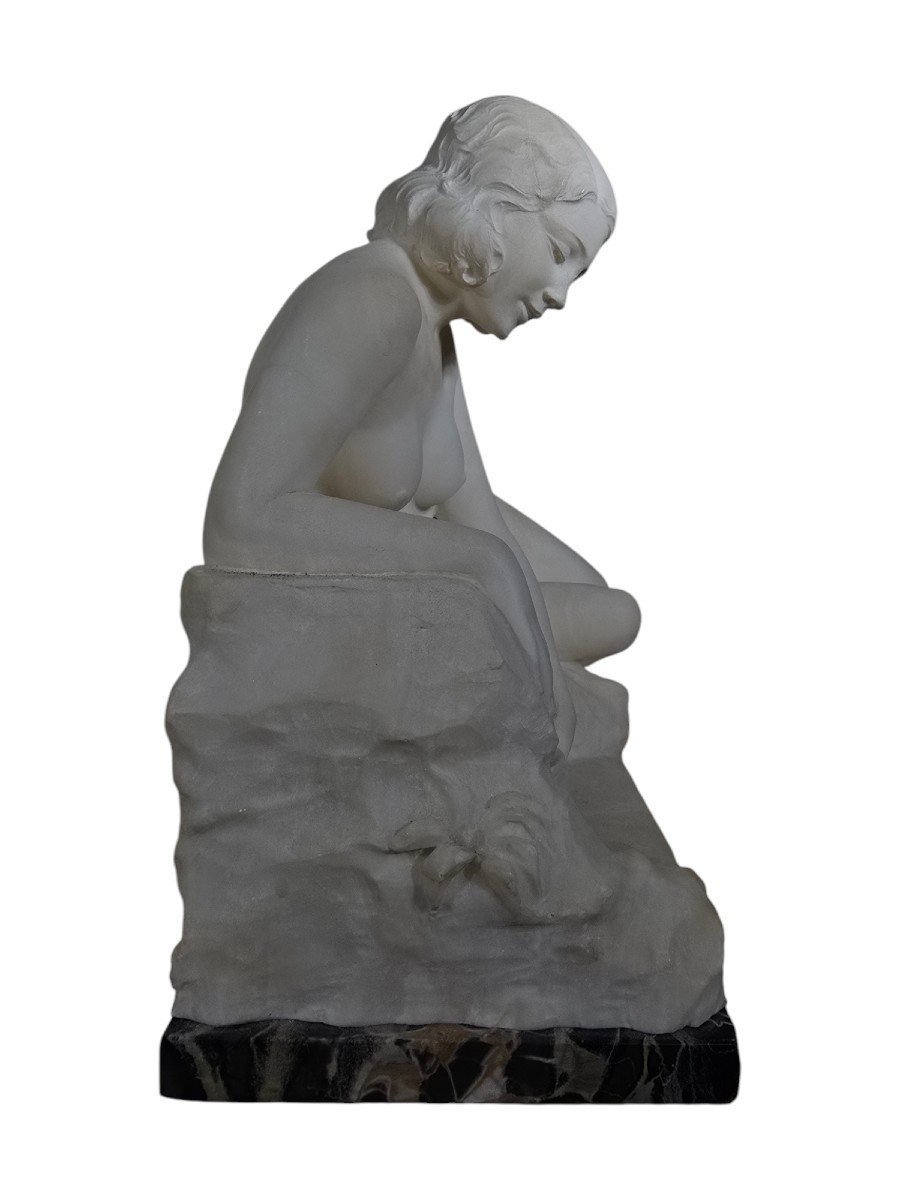 Elegant Art Deco Marble Sculpture Signed L. Morelli, Florence-photo-8