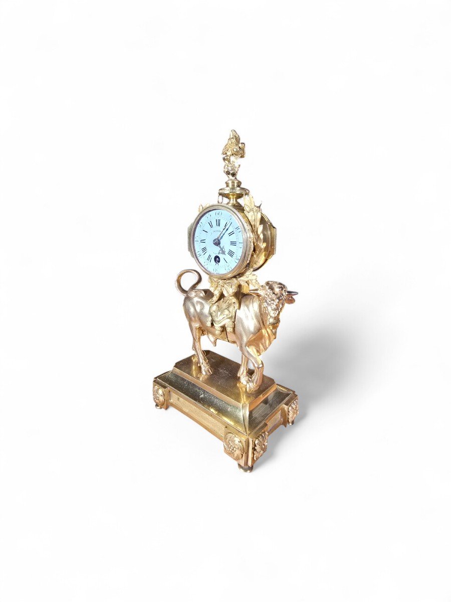 Rare Gilt Bronze 'bull' Mantel Clock By J. Mansfield, Circa 1830-photo-6