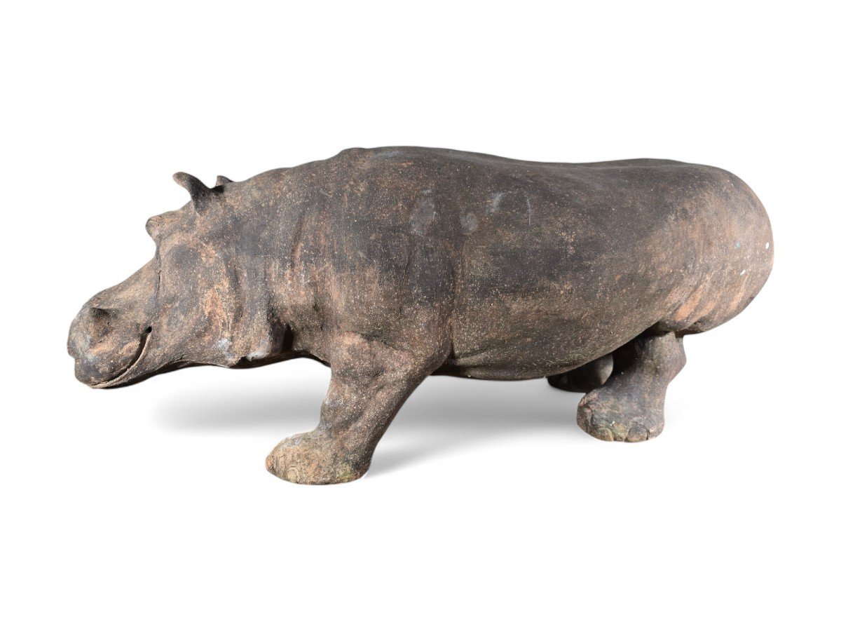 Mid-20th Century Terracotta Hippopotamus, Tuscany-photo-3