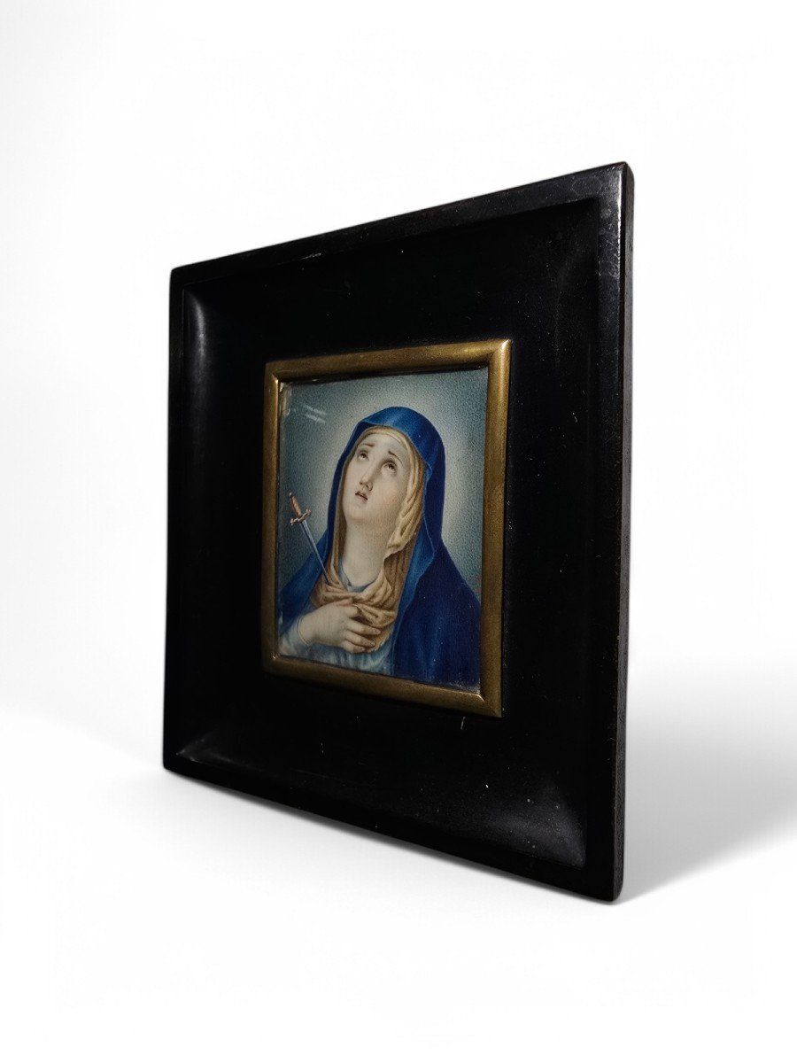 18th Century Miniature Oil Painting – Our Lady Of Sorrows-photo-3